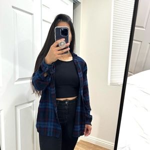 TOPSHOP PLAID LONG SLEEVES TOP